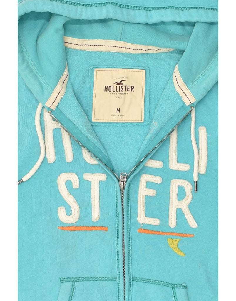 HOLLISTER Womens Graphic Zip Hoodie Sweater UK 12 Medium Blue Cotton | Vintage Hollister | Thrift | Second-Hand Hollister | Used Clothing | Messina Hembry 