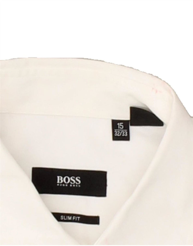 HUGO BOSS Mens Slim Fit Shirt Size 15 Medium White Cotton | Vintage Hugo Boss | Thrift | Second-Hand Hugo Boss | Used Clothing | Messina Hembry 