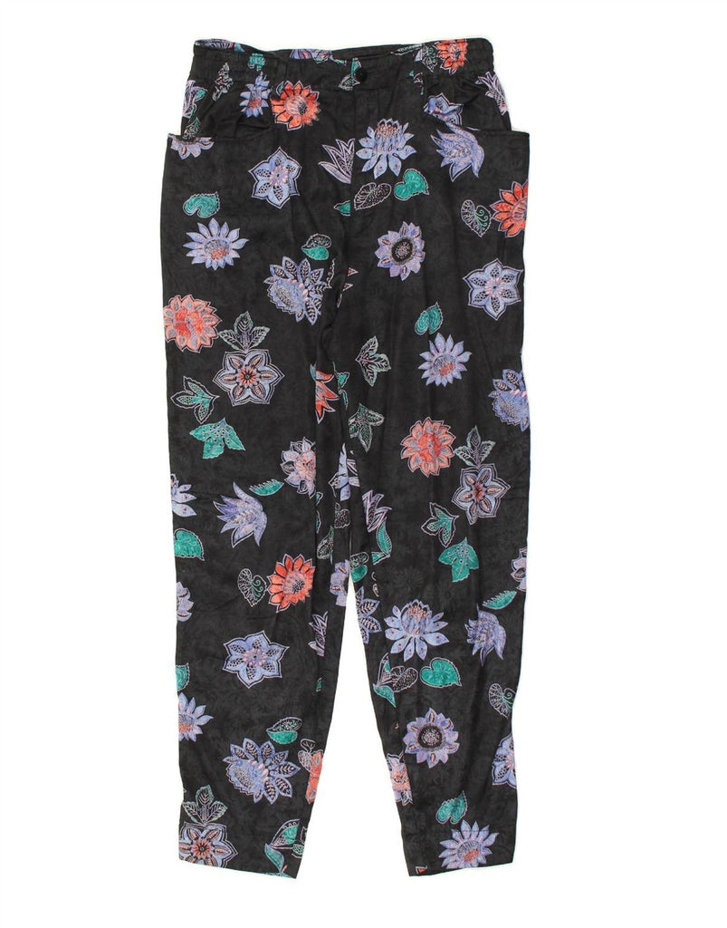 BENETTON Womens Slim Casual Trousers IT 46 Large W30 L28  Black Floral | Vintage Benetton | Thrift | Second-Hand Benetton | Used Clothing | Messina Hembry 