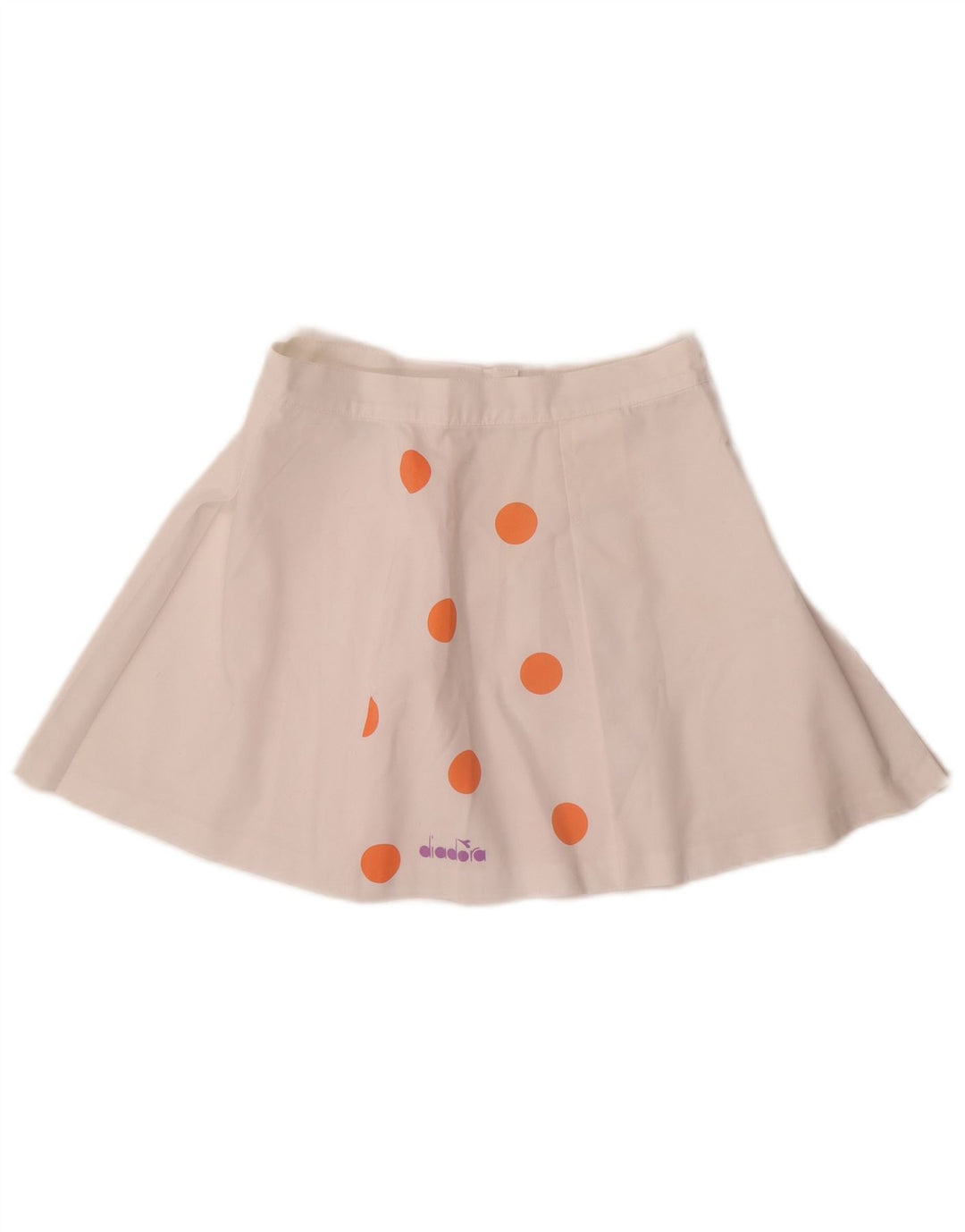 Diadora Womens Mini Skirt UK 12 Medium W26 White Polka Dot Polyester