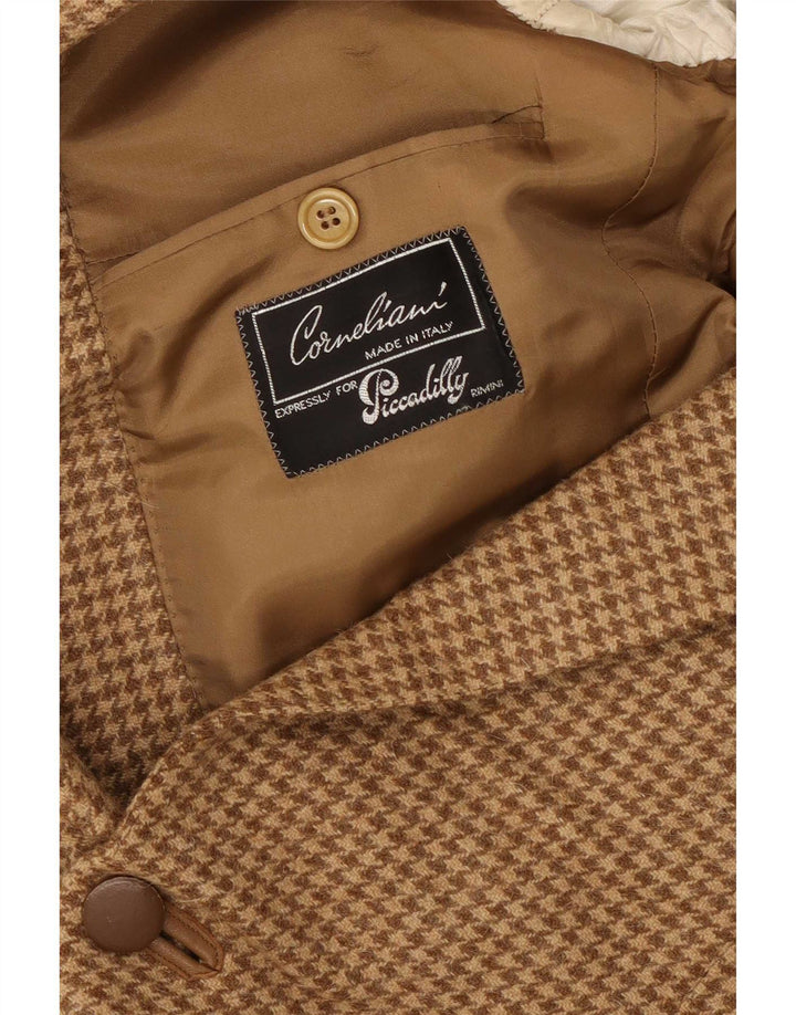 Corneliani Mens 2 Button Blazer Jacket UK 40 Large Brown Houndstooth Wool