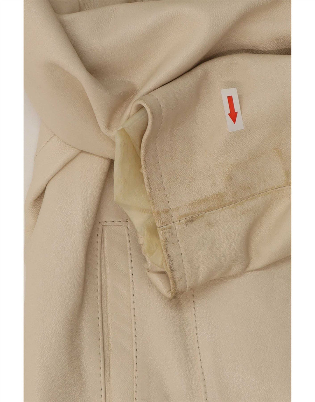 Vintage Womens Leather Jacket UK 14 Medium Beige