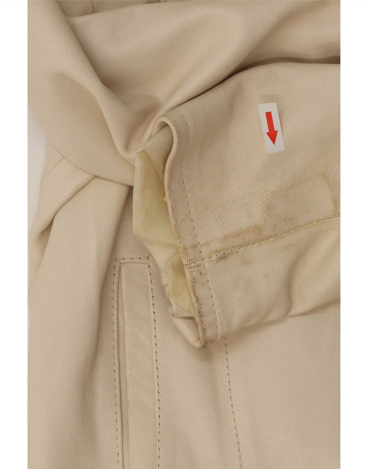 Vintage Womens Leather Jacket UK 14 Medium Beige