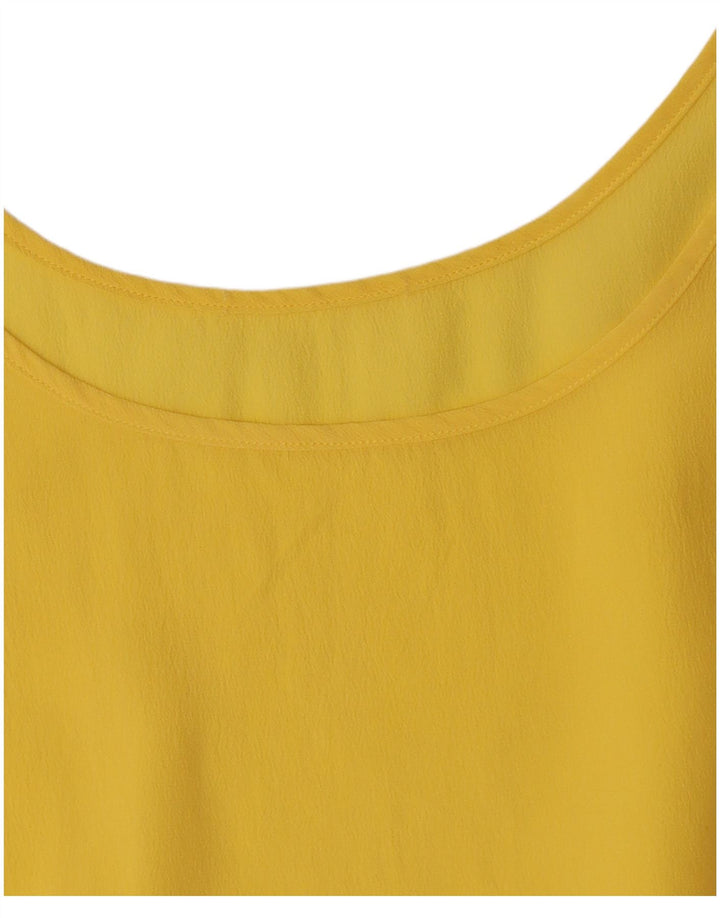 Vintage Womens Sleeveless Blouse Top UK 12 Medium Yellow