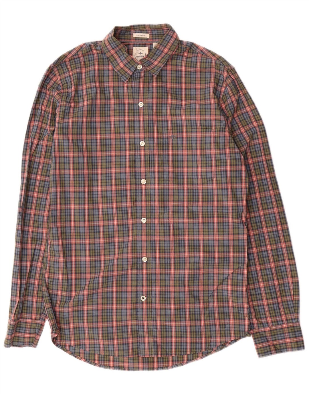 DOCKERS Mens Slim Fit Shirt Small Multicoloured Check Cotton