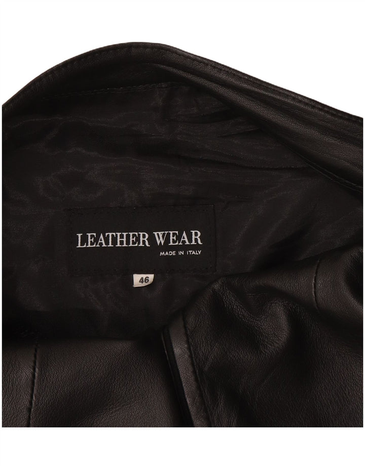 Vintage Womens Leather Skirt IT 46 Large W32  Black Leather
