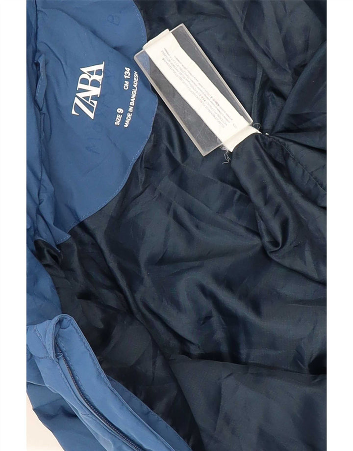 Zara Boys Hooded Padded Jacket 8-9 Years Blue Polyester