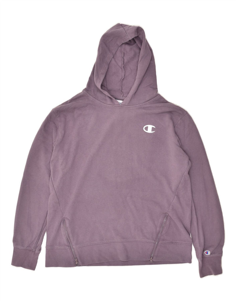 CHAMPION Womens Hoodie Jumper UK 14 Medium Purple | Vintage Champion | Thrift | Second-Hand Champion | Used Clothing | Messina Hembry 