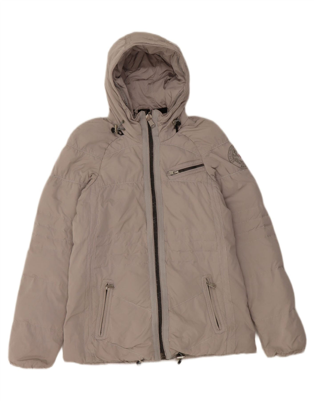 Napapijri Womens Hooded Padded Jacket UK 10 Small Grey Polyester