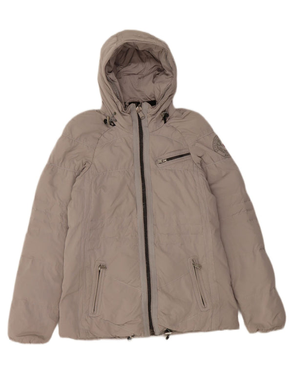 Napapijri Womens Hooded Padded Jacket UK 10 Small Grey Polyester