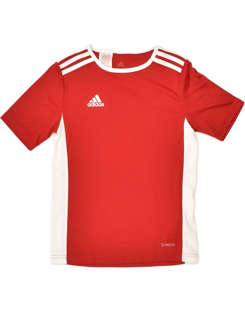 ADIDAS Boys Climalite T-Shirt Top 9-10 Years Red Polyester | Vintage Adidas | Thrift | Second-Hand Adidas | Used Clothing | Messina Hembry 