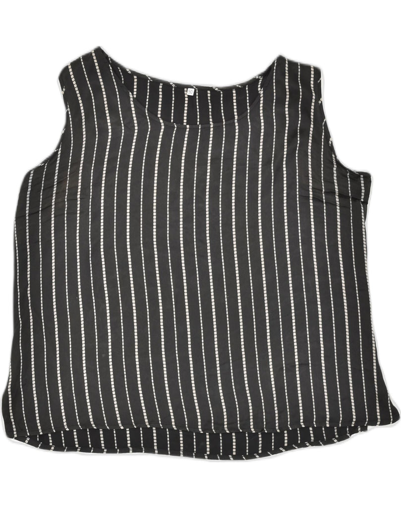 VINTAGE Womens Vest Top IT 50 XL Black Striped Viscose | Vintage Vintage | Thrift | Second-Hand Vintage | Used Clothing | Messina Hembry 