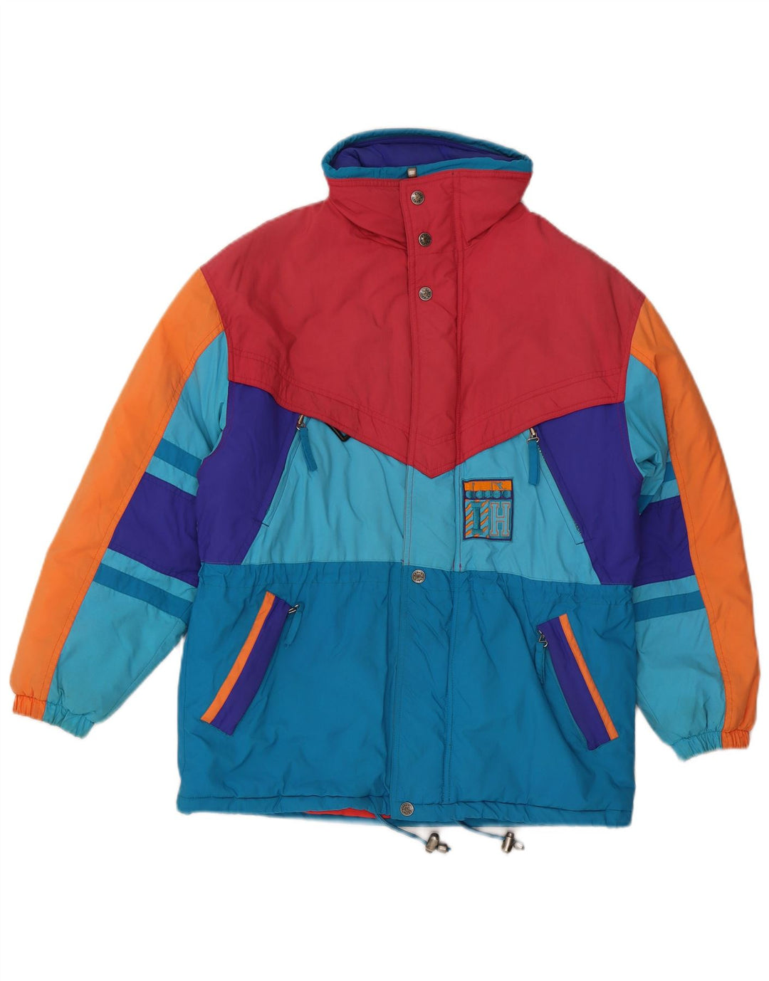 Diadora Mens Hooded Ski Jacket UK 42 XL Multicoloured Colourblock Polyamide
