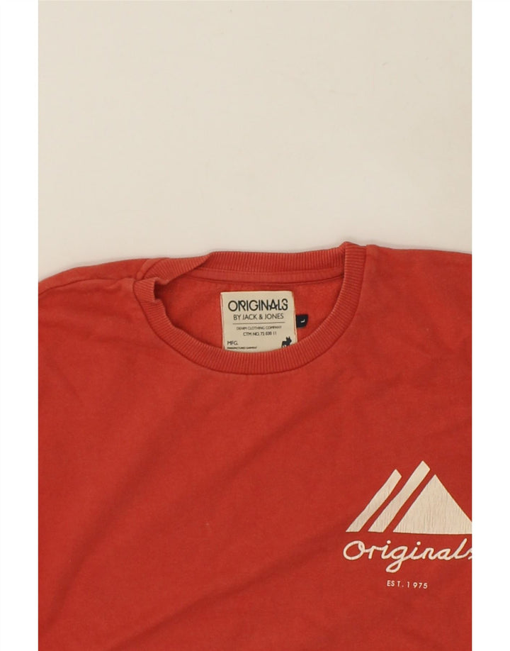 JACK & JONES Mens Graphic Sweatshirt Jumper Large Red Cotton | Vintage Jack & Jones | Thrift | Second-Hand Jack & Jones | Used Clothing | Messina Hembry 