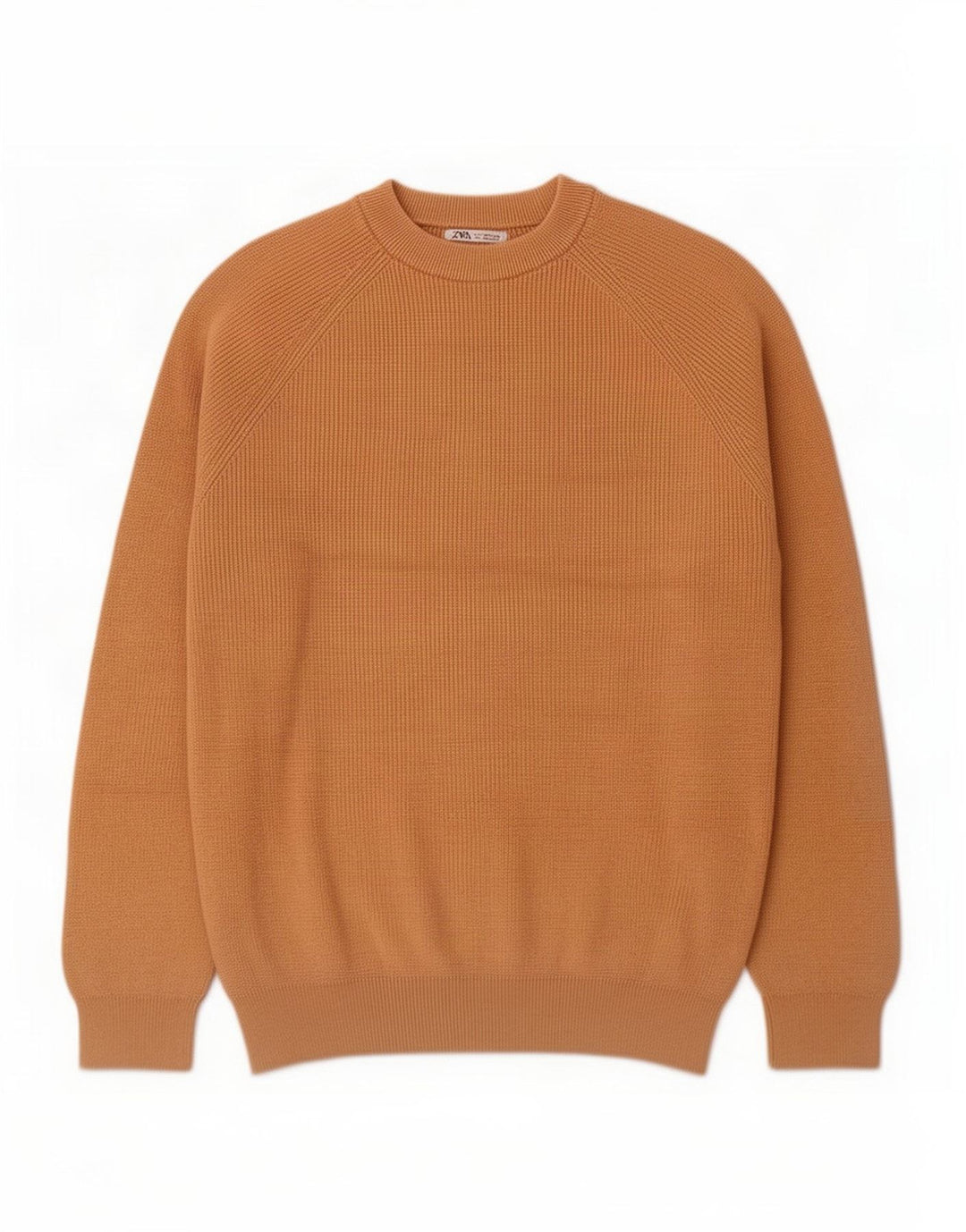 Zara Mens Crew Neck Jumper Sweater Medium Beige Cotton