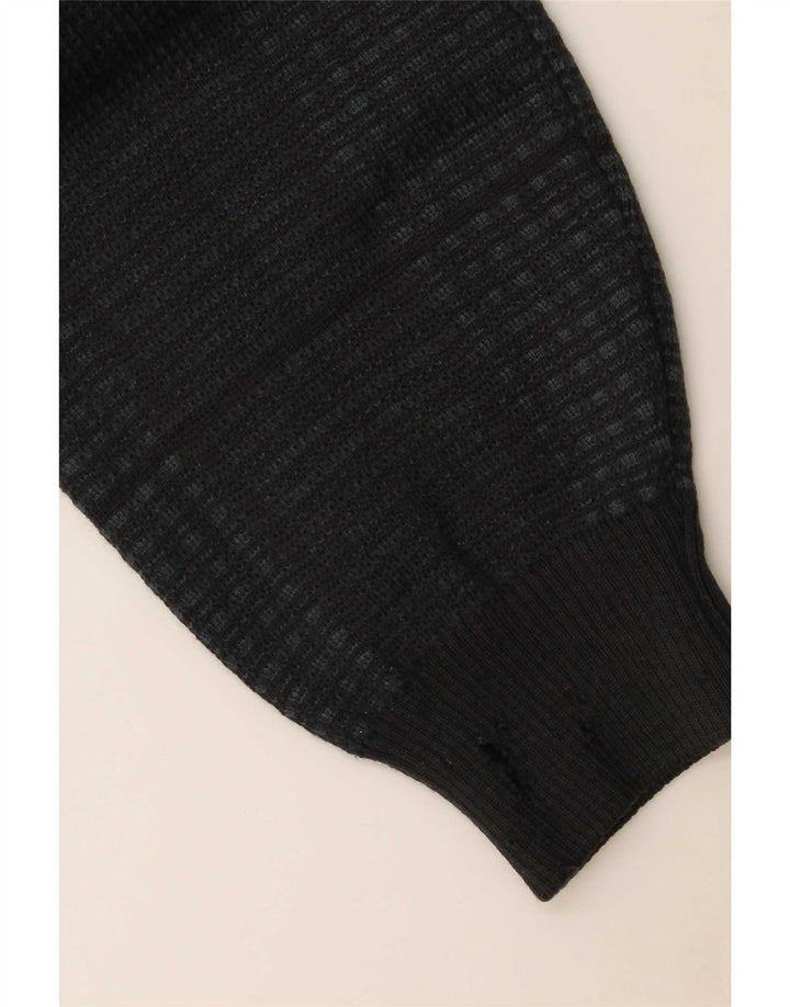 Marks & Spencer Mens V-Neck Jumper Sweater Large Navy Blue Check Acrylic