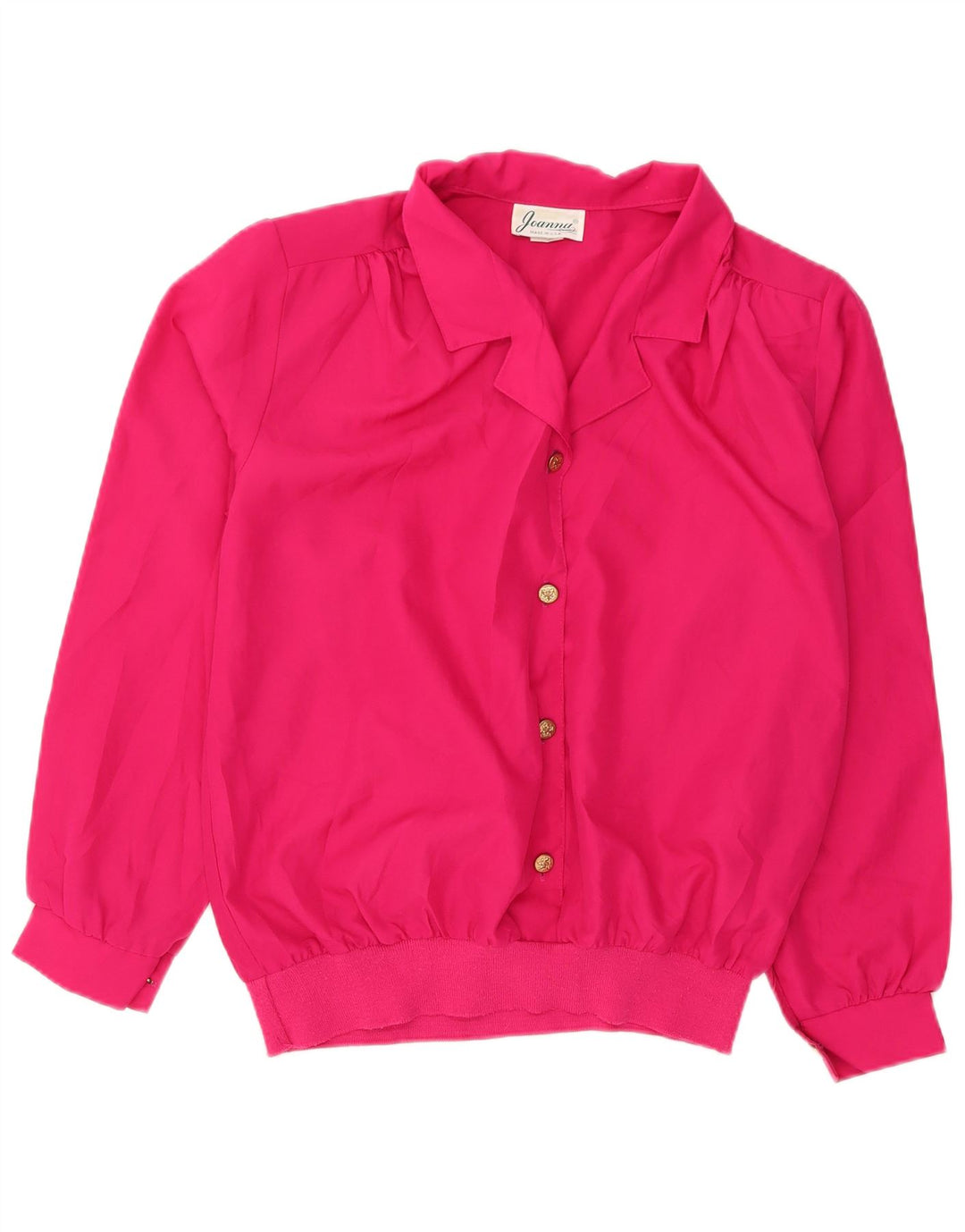 Vintage Womens Long Sleeve Oversized Blouse Top US 14 XL Pink Polyester
