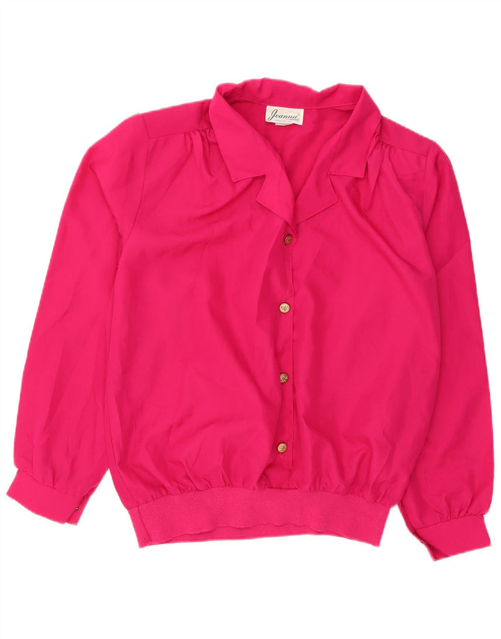 Vintage Womens Long Sleeve Oversized Blouse Top US 14 XL Pink Polyester