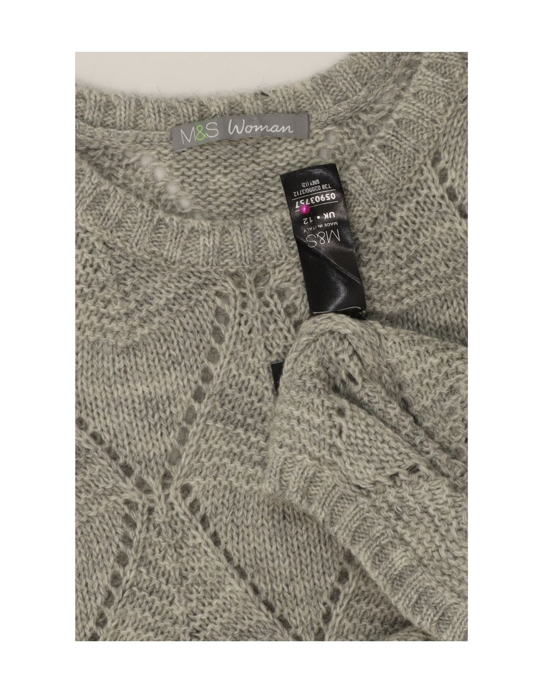 Marks & Spencer Womens Jumper Dress UK 12 Medium Grey Argyle/Diamond