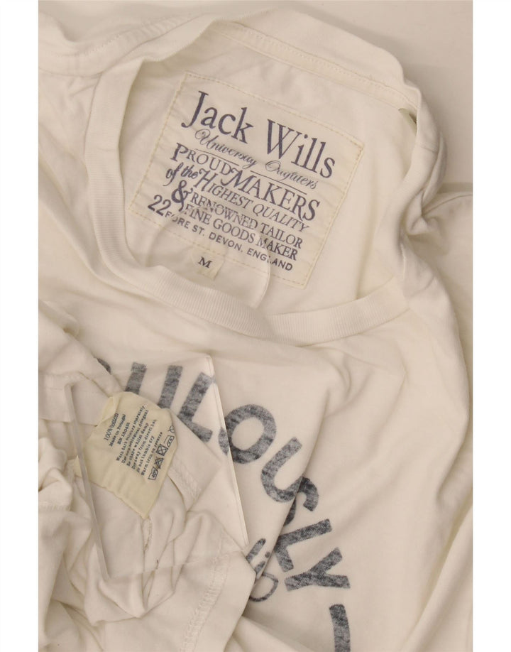 Jack Wills Mens Graphic T-Shirt Top Medium White Cotton