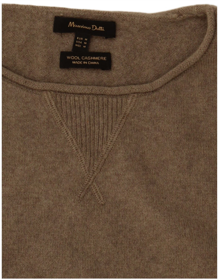 Massimo Dutti Womens Boat Neck Jumper Sweater UK 14 Medium Grey Wool
