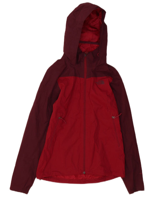 The North Face Womens Hooded Rain Jacket UK 6 XS Burgundy Colourblock