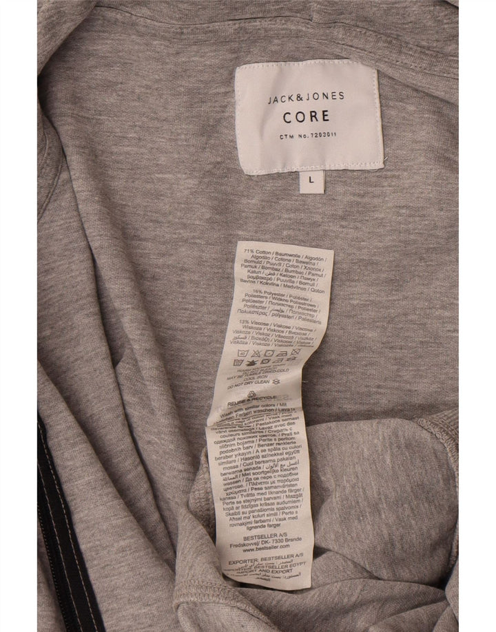 Jack & Jones Mens Zip Hoodie Sweater Large Grey Cotton