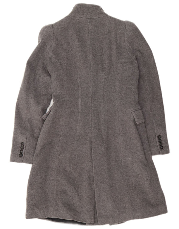 Zara Womens Double Breasted Coat UK 12 Medium Grey Wool