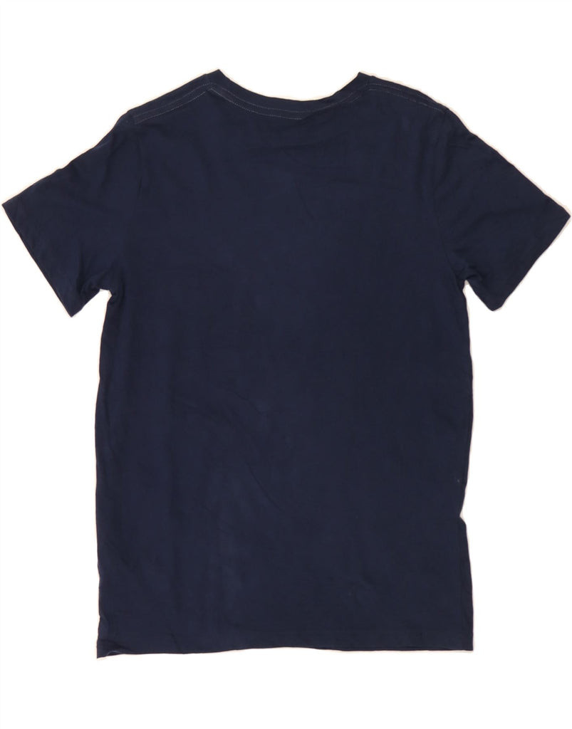 ADIDAS Womens Graphic T-Shirt Top UK 10/12 Medium Navy Blue Colourblock Vintage Adidas and Second-Hand Adidas from Messina Hembry 