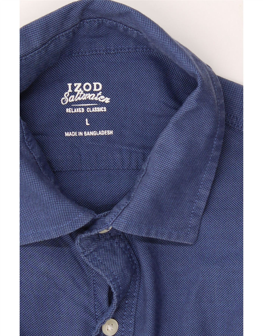 IZOD Mens Salt Water Shirt Large Navy Blue Cotton Vintage Izod and Second-Hand Izod from Messina Hembry 