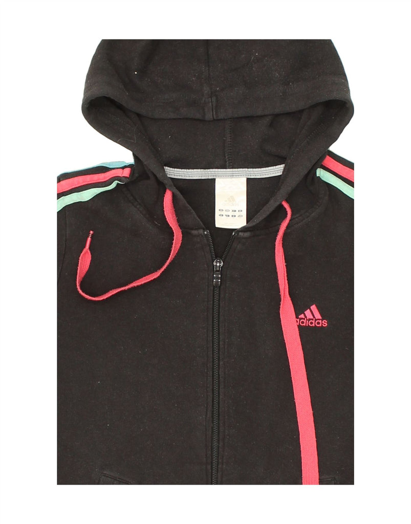 ADIDAS Womens Zip Hoodie Sweater UK 10 Small Black Cotton | Vintage Adidas | Thrift | Second-Hand Adidas | Used Clothing | Messina Hembry 