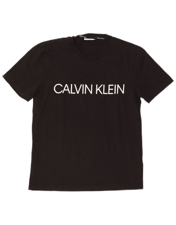Calvin Klein Mens Graphic T-Shirt Top Large Black Cotton