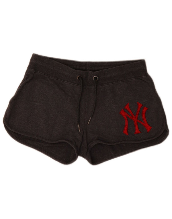 Majestic Womens Graphic Sport Shorts UK 12 Medium  Grey Cotton