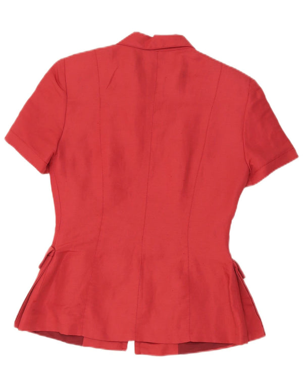 Roman's Womens Short Sleeve Full Zip Blazer Jacket IT 42 Medium Red Linen