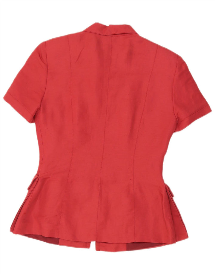 Roman's Womens Short Sleeve Full Zip Blazer Jacket IT 42 Medium Red Linen