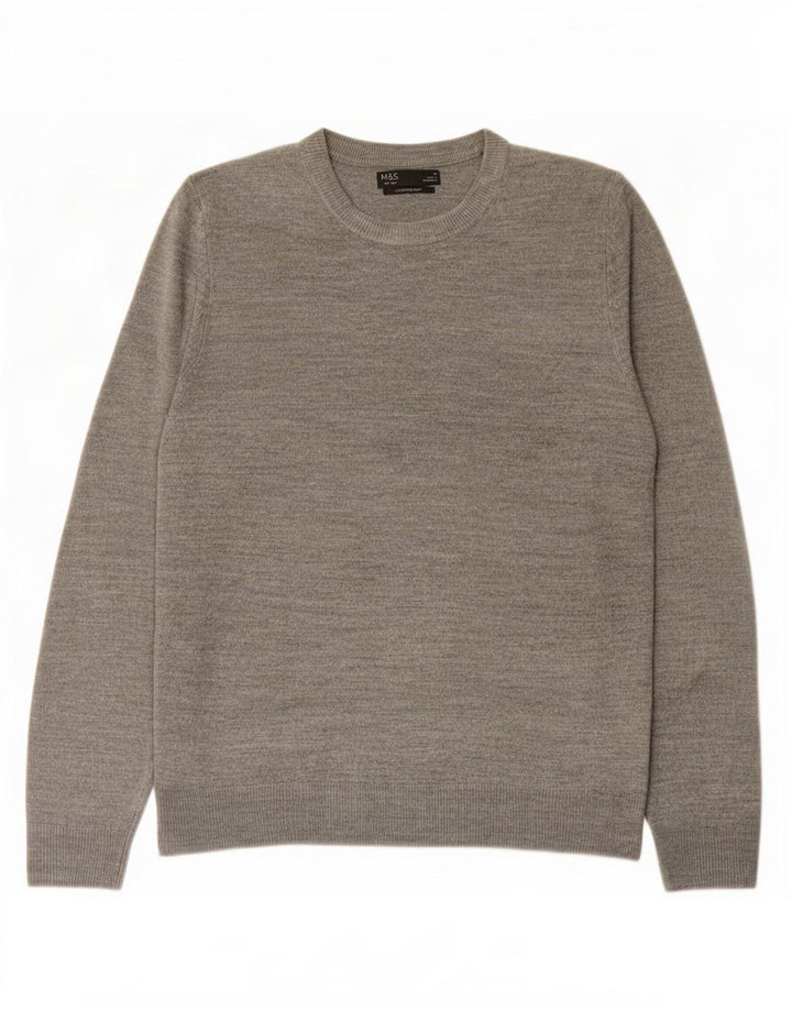 Marks & Spencer Mens Crew Neck Jumper Sweater Medium Grey Acrylic