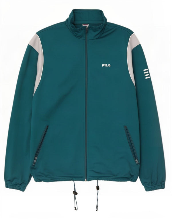 Fila Mens Tracksuit Top Jacket 2XL Turquoise Colourblock Polyester
