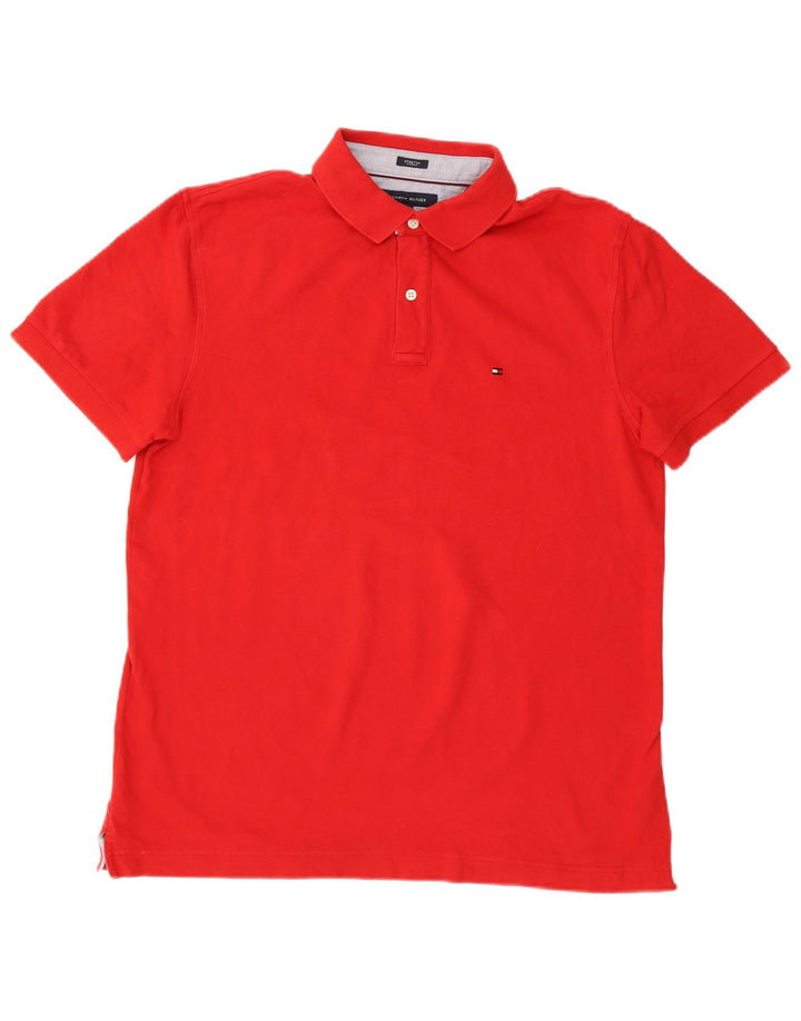 TOMMY HILFIGER Mens Custom Fit Polo Shirt Large Red Cotton