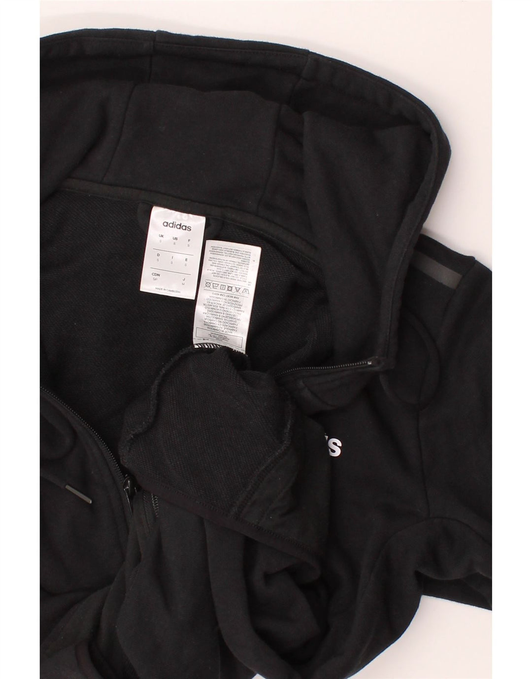 ADIDAS Mens Zip Hoodie Sweater Small Black Cotton Vintage Adidas and Second-Hand Adidas from Messina Hembry 