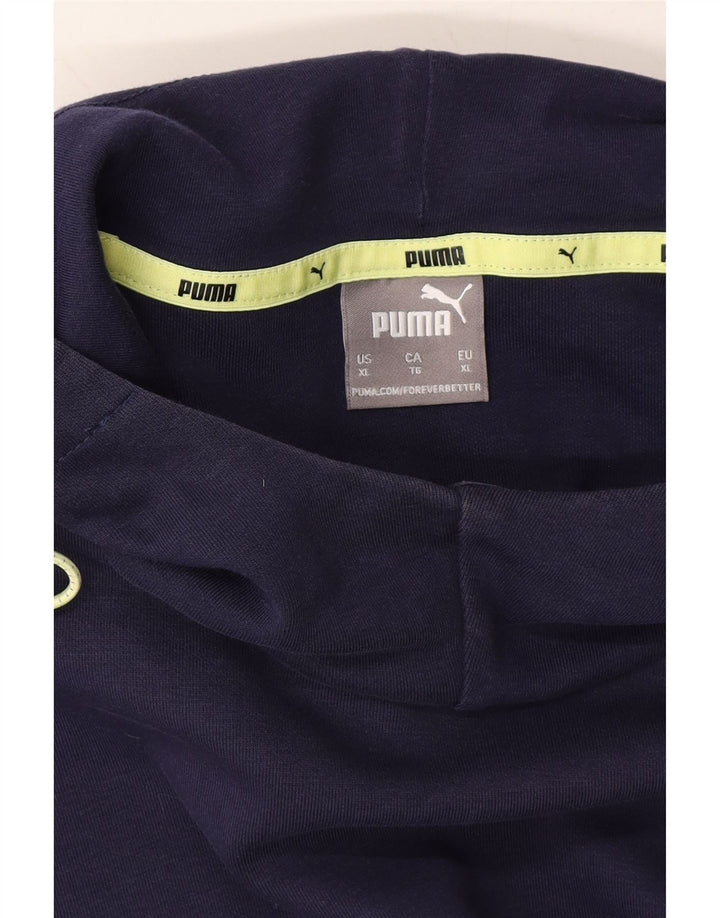 PUMA Mens Graphic Hoodie Jumper XL Navy Blue Vintage Puma and Second-Hand Puma from Messina Hembry 