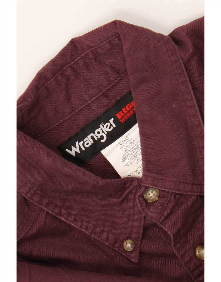 Wrangler Mens Shirt Large Burgundy Cotton