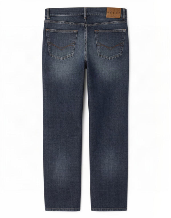 Belfe Mens Distressed Straight Jeans W36 L28 Blue Cotton