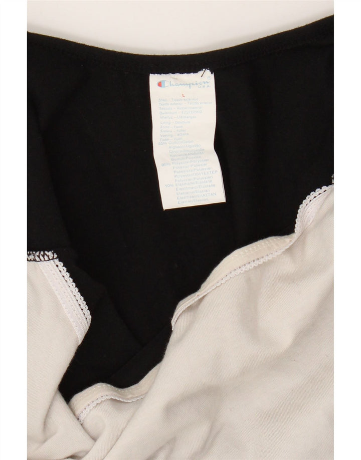 Champion Womens Bodysuit UK 14 Large Black Cotton