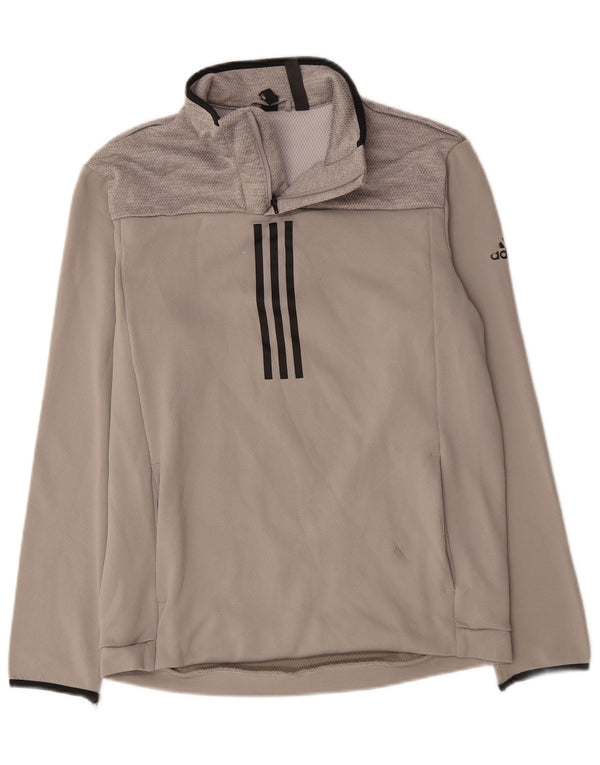 Adidas Mens Climawarm Zip Neck Pullover Tracksuit Top Medium Grey Polyester