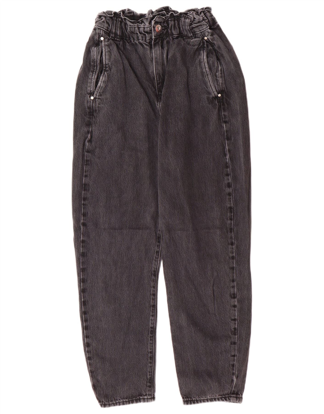 Zara Womens High Waist Tapered Jeans EU 34 2XS W24 L25 Grey Cotton Modern