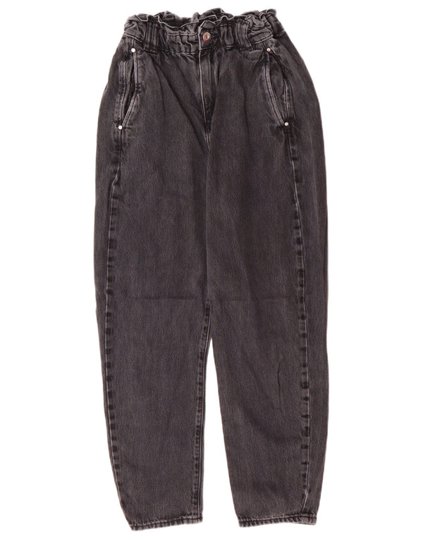 Zara Womens High Waist Tapered Jeans EU 34 2XS W24 L25 Grey Cotton Modern