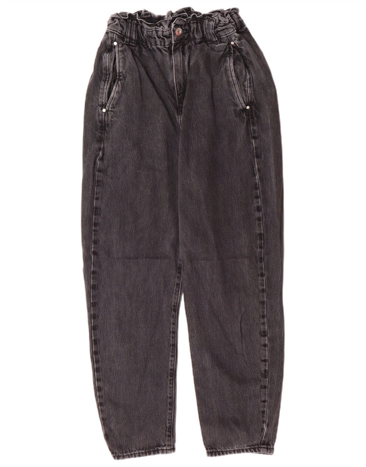 Zara Womens High Waist Tapered Jeans EU 34 2XS W24 L25 Grey Cotton Modern