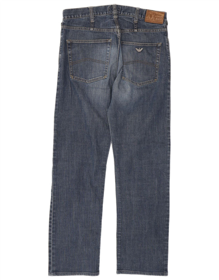 Armani Mens Straight Jeans W32 L31 Blue Cotton