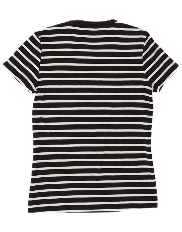 Tommy Hilfiger Womens T-Shirt Top UK 14 Large Navy Blue Striped Cotton