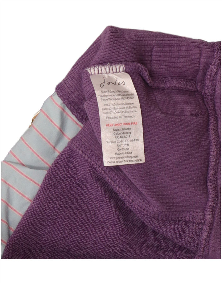 Joules Womens Button Neck Sweatshirt Jumper UK 8 Small Purple Cotton
